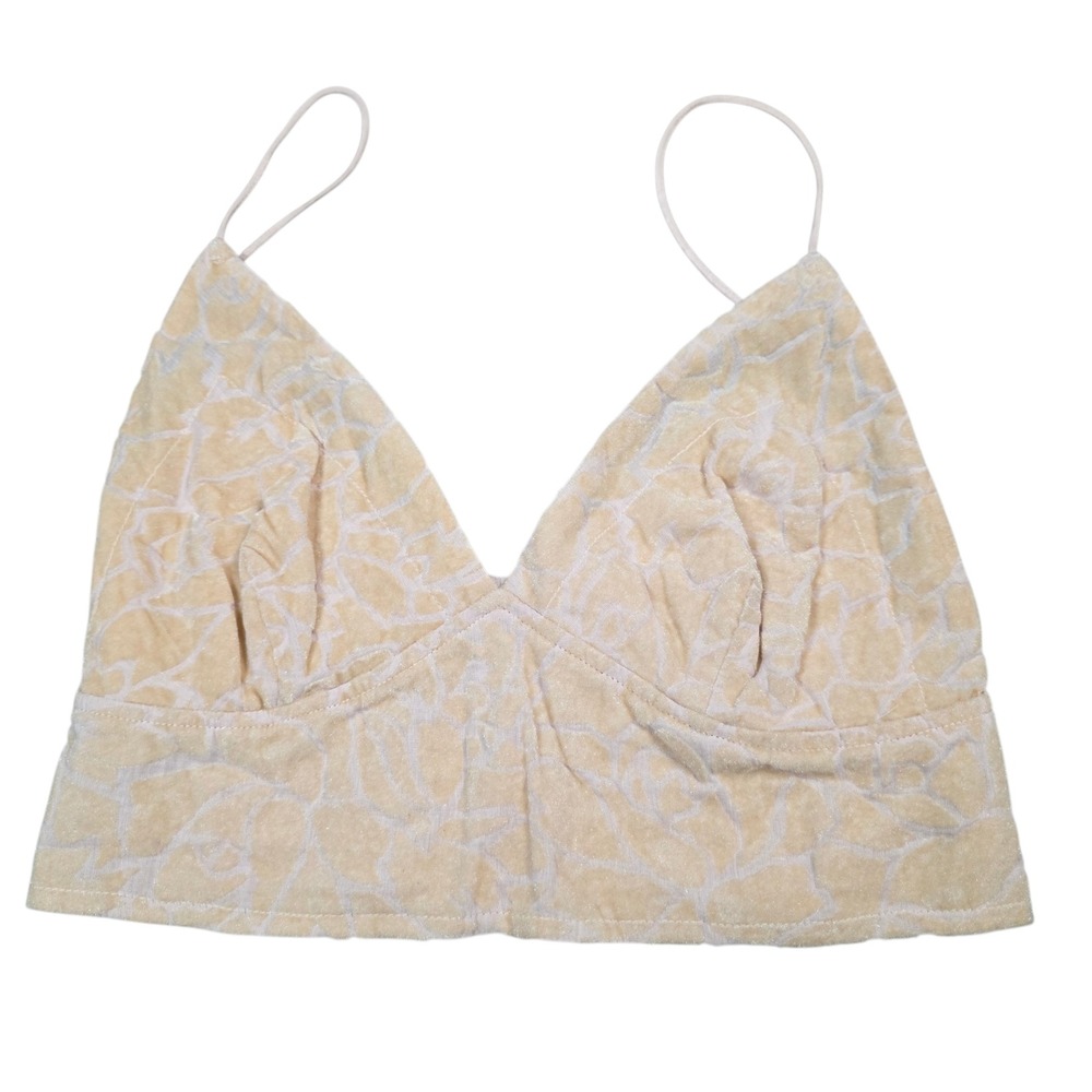 FP One Free People Velvet Burnout Rose Bralette Top Peach Smocked Back Medium‎